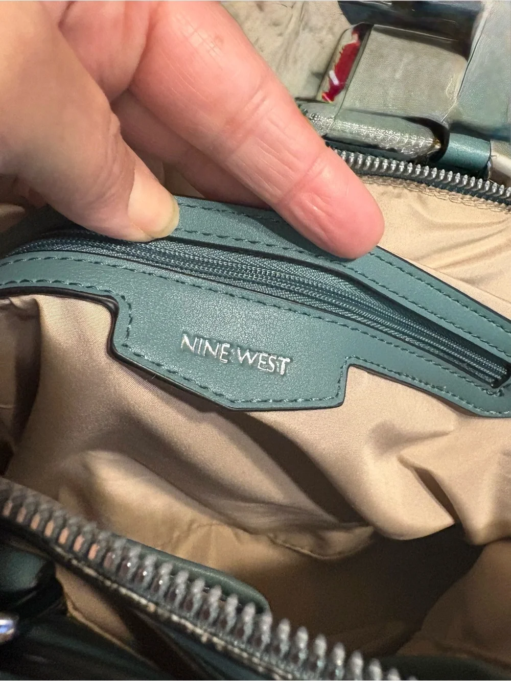 Nine West Seafoam Bow Satchel with Silver Chain